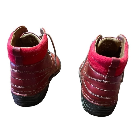 Josef Siebel Red Leather Short Boots - Lace Up - Size 39/8.5 Very Good Condition - Picture 8 of 10